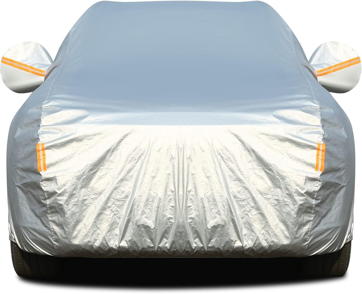 Tecoom Car Cover Waterproof All Weather, Fleece Lining with Zipper Door Lock Car Covers for Automobiles, 3 Layers Full Outdoor Car Cover Wind Snow Hail UV Sun Protection Fit for SUV (191-205 Inch)