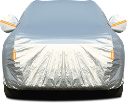 Tecoom Car Cover Waterproof All Weather, Fleece Lining with Zipper Door Lock Car Covers for Automobiles, 3 Layers Full Outdoor Car Cover Wind Snow Hail UV Sun Protection Fit for SUV (191-205 Inch)