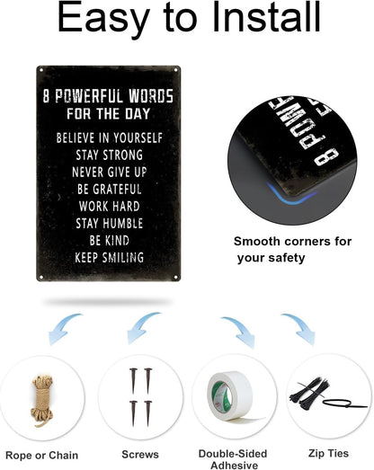 ALKB Inspirational Wall Art Metal Sign 8 x 12 Inch, Inspiring Positive Quotes Room Decor for Living Room Bedroom Classroom Gym, Motivational Wall Decor for Teen