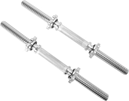 Threaded Dumbbell Rubber/Chrome Handles 1 Inch Pair, Adjustable Dumbbell Bar Handles, Fits Standard Weight Plates with 1” Diameter, for Gym Workouts, Exercise, Weightlifting, Sold in Pair