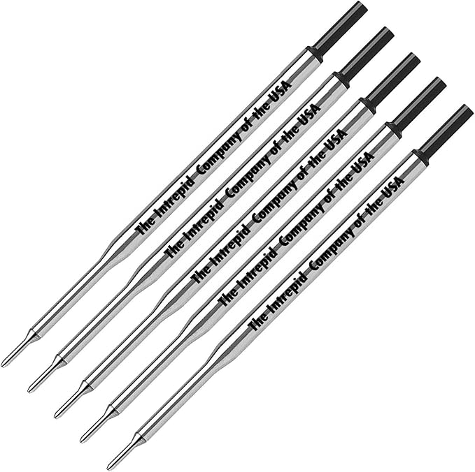 Intrepid 5 Genuine flawless flow medium Point Refills for Papermate Lubriglide, Aspire, PhD Pens, Bulk Packed (BLACK)