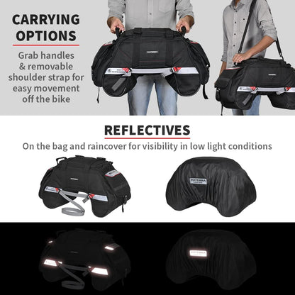 ViaTerra Claw Mini Waterproof Tail Bag | Compatible with Sports & Street Motorbikes | Waterproof