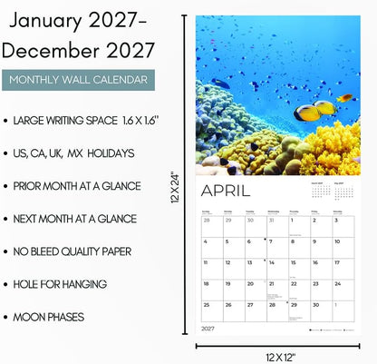 Coral Reefs 2027 Wall Calendar, 12 x 24 Hanging Pacific Waters Press