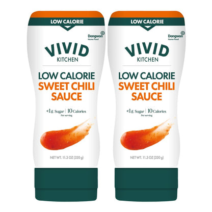 VIVID KITCHEN Low-Calorie Sweet Chili Sauce - 2 Pack - Low Sugar, 10 Cal/Serving - No Preservatives or MSG - Easy Squeeze Bottle - Healthy Asian-Inspired Sauce for Dipping, Stir-Fry, and More