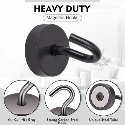 Neosmuk Magnetic Hooks, Cruise Ship Essentials, 40lb+ Heavy Duty Magnetic Hooks for Cruise Cabins, Refrigerator, Grill, Hanging, and Travel | Extra Strong Must-Haves Magnet Hook,Brown,Pack of 10