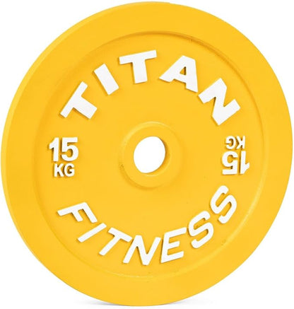 Titan Fitness Olympic Calibrated Steel Powerlifting Plates, Machine Precision Steel Discs