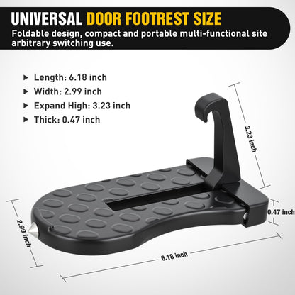 Nilight Car Door Step for Roof Access Universal Car Step Hook for Roof SUV Trucks Folding Aluminum Alloy Vehicle Door Latch Step Pedal with Glass Breaker Safety Hammer, Max Load 400lbs, 1 Pack Black