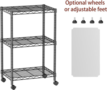 SINGAYE 3 Small Wire Shelves Kitchen Pantry Close Home Organizers and Storage Bathroom Shelf Laundry Room Organization Adjustable Book Metal Garage Shelving Unit