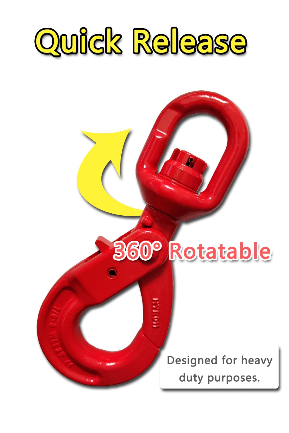 Heavy Duty Swivel Lifting Hook - 4410 lbs Capacity - Hoist Hook Sling for Heavy Cargo
