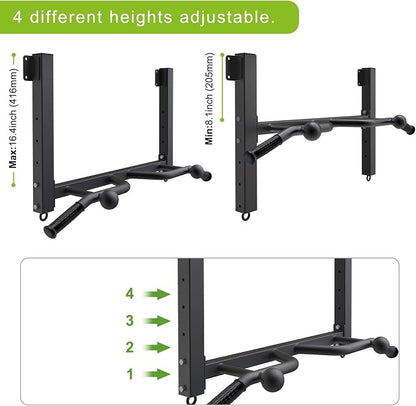 Kipika 32" Ceiling Mounted Pull Up Bar - Heavy Duty, Highly Adjustable, Multifunctional Chin Up Bar - Home Gym System with Punching Bag Hanger and Resistance Bands Training