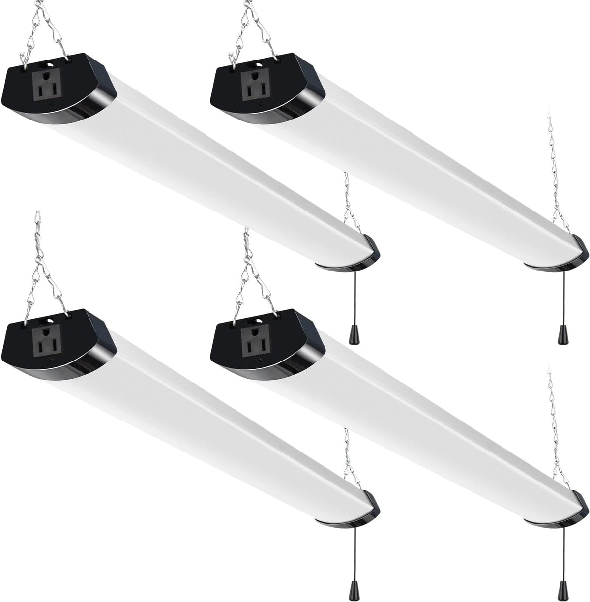 hykolity 4FT 70W LED Shop Light Linkable, 8000lm(300w Equivalent), 5000K Utility Shop Lights for Garages, Workshops, Basements, Hanging or FlushMount, with Power Cord and Pull Chain, ETL, 4 Pack