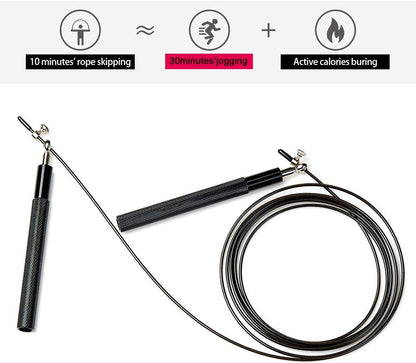 Speed Skipping Rope Adjustable Jumping Rope with Aluminium Alloy Handle and Ball Bearing Tangle-Free Exercise Rope for Home Exercise & Slim Body , Cross Fit Training, Fitness, Exercis Ideal for Aerobic Exercise