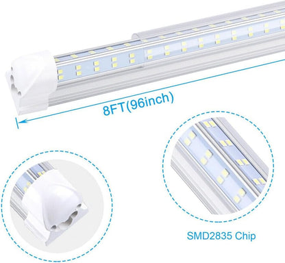T8 LED Light Tube, 4FT 60W, 6500Lm, 6500K Cool White Clear Cover, 4FT Tube Light,Linkable Integrated Fixture,T8 LED Shop Light for Garage,Warehouse,25PCS