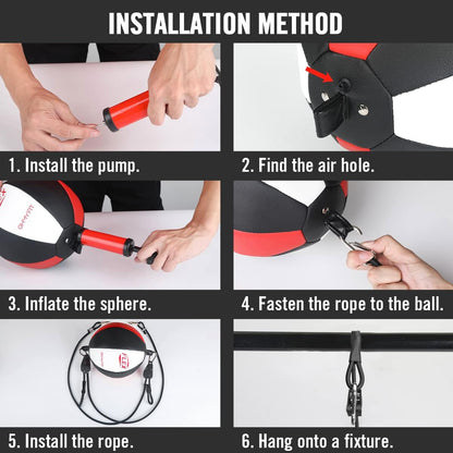 Flex Double End Punching Bag - Bungee Cords w/Special Flex Adjustable System - Durable Bladder Speed Bag - Boxing Training Equipment for Adults - Home Gym Accessories