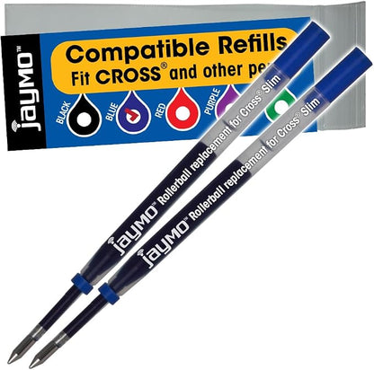 Replacement for Cross Slim 8910-2 - Gel Rolling Ball Pen Refill - 2 Blue