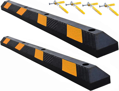BESEA 2pcs Curb Parking Stoppers for Garage Bumpers Parking car 72" Length 4" High Heavy Duty Rubber Wheel Stopper for Vehicles Truck Driveway Help Your Cars Parking Stop Perfectily(2pack)