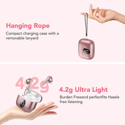 Wireless Earbuds, 2025 New Bluetooth 5.4 Headphones HiFi Stereo with 4 ENC Mic, 40H Mini Ear Buds In-Ear Noise Cancelling Earbuds with LED Screen, Ultra Light USB-C Bluetooth Earphones for Android iOS