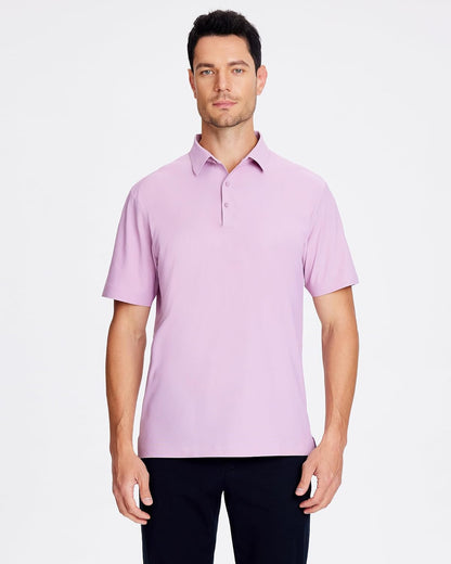 SAMERM Golf Shirts for Men Super Stretch Jacquard Dry Fit Golf Polo Moisture Wicking Short Sleeve Polo Shirts for Men
