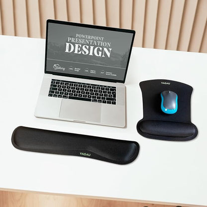 VAGAU Premium Keyboard Wrist Rest and Mouse Pad Wrist Support | Ergonomic Memory Foam Set for Office, Laptop, Mac, Computer and Gaming, Comfortable Typing &Wrist Pain Relief