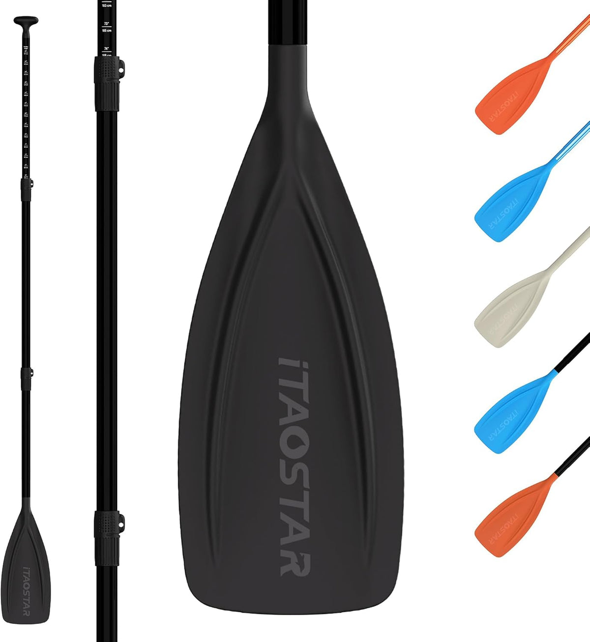 Paddle Board Paddle Detachable, Stand Up Paddle for Adults with Double Locks, Kayak Paddle Adjustable with Glass Fiber Blade, Floating Paddle Board Oar with Lightweight