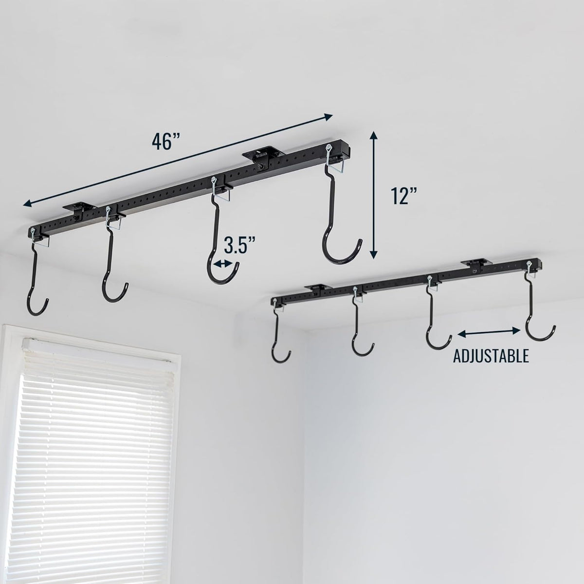 Teal Triangle Ceiling Mounted Bike Rack for Garage - Premium Bicycle Stand & Hanger for Space-Saving Storage | Adjustable Ceiling Hooks Hold 4-8 Bikes - Indoor Bicycle Rack System for basement