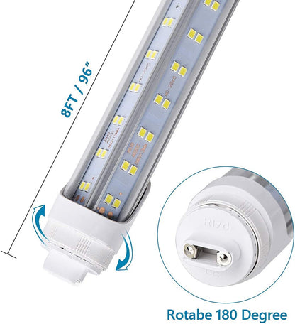 Generic 10 Pcs, 8ft R17D LED Tube Light, F96 t12 HO 8 Foot Led Bulbs, 96'' 8ft led Shop Light, 100-277V Input, 19000LM, Cold White 6000K, Clear Lens