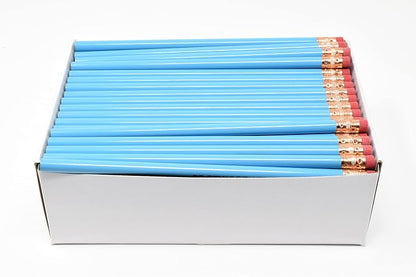 Pencil Guy Blank Round Pencils, Light Blue, 144 Count