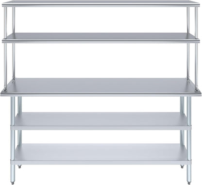 Amgood Stainless Steel Work Table with 2 Shelves & Overshelf | Metal Kitchen Prep & Shelving Combo (14" x 72" Table + 12" Overshelf)