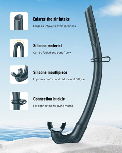 W WSTOO Adults Diving Snorkel Breathing Tube Silicone Flexible Foldable Snorkel Anti-Drop for Freediving Swim Training,Diving and Scuba Diving,Easy to Carry for Travel
