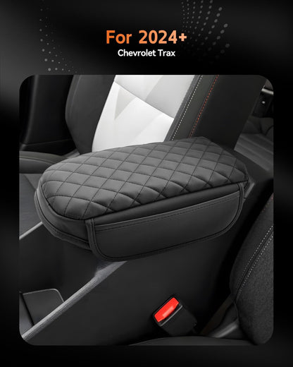 CDEFG for Chevrolet Trax 2024-2025 Center Console Cover Armrest Box Cover for Chevy Trax (LS, 1RS, LT, 2RS, ACTIV) Accessories Arm Rest Protector Leather Checkered Padded Side Pocket