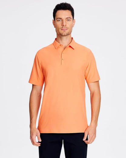 SAMERM Golf Shirts for Men Super Stretch Jacquard Dry Fit Golf Polo Moisture Wicking Short Sleeve Polo Shirts for Men