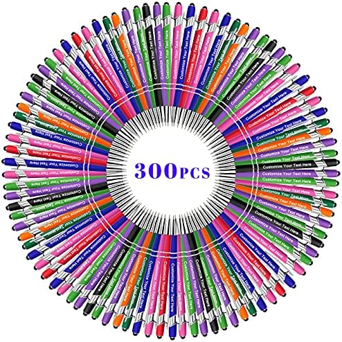 Qingxily Up to 300 Pcs Custom Pens Bulk,Personalized Pens with Free Engraving,Customized Stylus Ballpoint Pens with Your Name,Text,Message for Business,Graduation,Anniversaries-Colorful Pens 300 Pcs