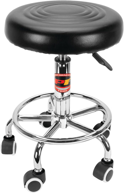 Performance Tool W85027 Adjustable (19 - 24 Inch) Pneumatic Rolling Bar Stool, 250 Lbs Capacity