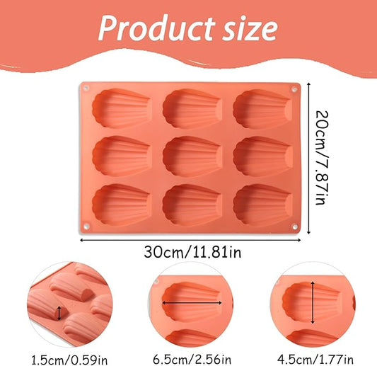 Silicone Madeleine Baking Mold, 8-Cavity Shell Shape, Terracotta Pink