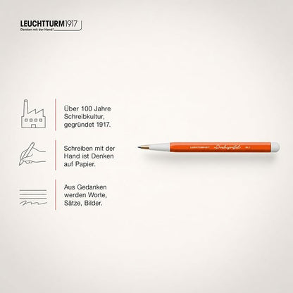 LEUCHTTURM1917 - Drehgriffel Writing Pen (Pumpkin) - Ballpoint Pen with Royal Blue Ink Included