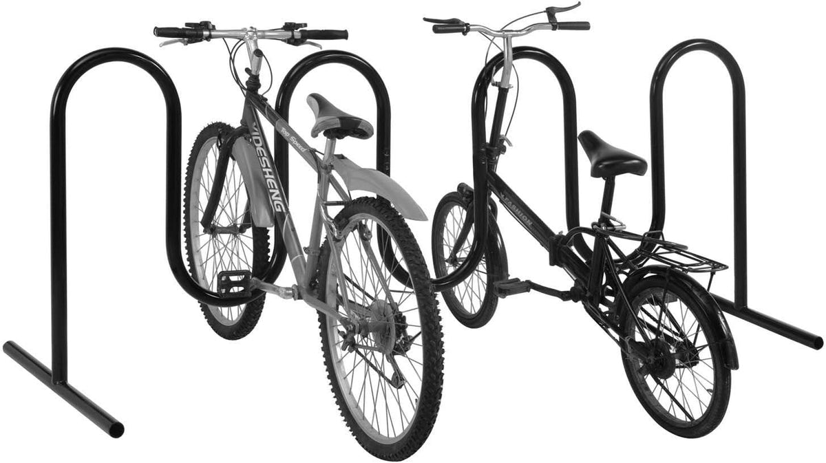Global Industrial 94" L Wave Bike Rack, Free Standing, 9-Bike Capacity, Powder Coated Steel, Black, Commercial Bike Rack for Stores, Parks, Schools and More