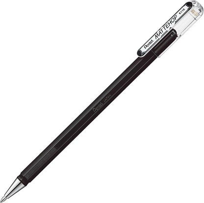 Pentel Arts Hybrid MATTEHOP Gel Roller, 1.0mm, Matte Black Ink, Box of 12 Each (K110-VA)