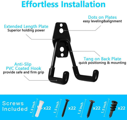 SMARTOLOGY Heavy-Duty Utility Hooks, Wall Hanger, Small 2 Pack, 3 inch Long 2.5 inch Wide, for Garage, Indoor and Outdoor, Ladder Hanger Accessories