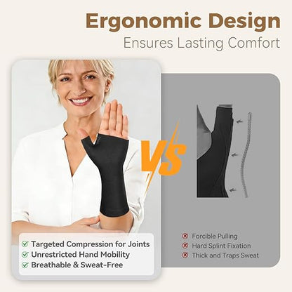 Thumb Compression Sleeves（1 Pair）, CMC Thumb Brace Support for Arthritis, Tendonitis & Sprain, Lightweight Thumb Hand Wrist Brace for Left & Right Hand - S size