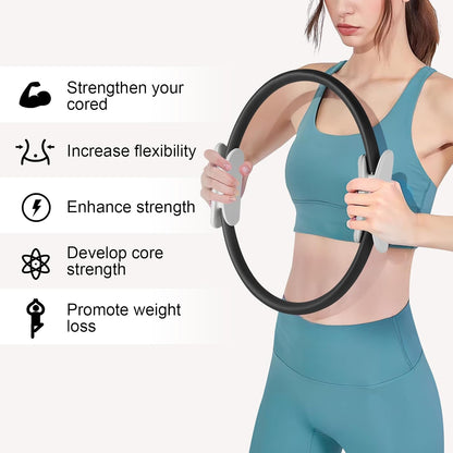 Pilates Ring 15 Inch Magic Circle Ring, Dual Padded Handles Pilates Rings Circle, Adjustable Yoga Ring