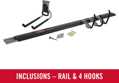 Rubbermaid FastTrack Garage Storage Utility Hooks 5 Piece Black All in One Rail Hook Kit and Tool Organizer Heavy Duty for Home/Garage/Shed/Garden