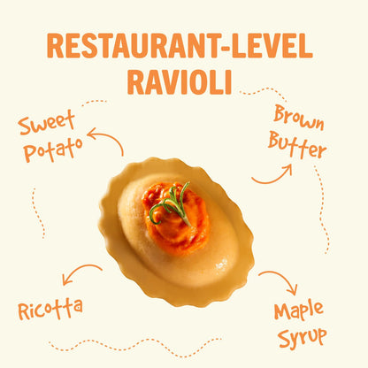 Ripi Sweet Potato Ravioli - Brown Butter, Rosemary & Maple - Frozen Pasta Meal - Ready in Under 5 Minutes, 9oz packs (12 Pack, Sweet Potato)