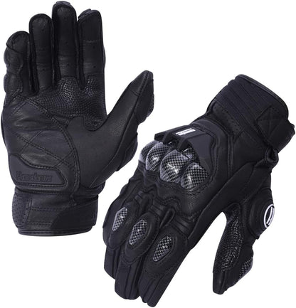 Harssidanzar Breathable Leather Motorcycle Gloves Touchscreen for Men Women KM046