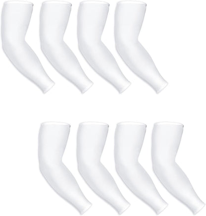 Mudder 8 Pairs UV Sun Protection Cooling Arm Sleeves for Men Women Youth Silk Compression Arm Cover Breathable Outdoors Sport