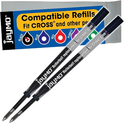 Replacement for Cross Slim 8910-1 - Gel Rolling Ball Pen Refill - 2 Black