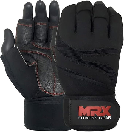 MRX Weightlifting Gloves for Men Workout Gloves Mens Wrist Support Lifting Gloves Male Gym Gloves | Workout Gym Accessories for Men Weight Lifting Fingerless Gym Exercise for Powerlifting