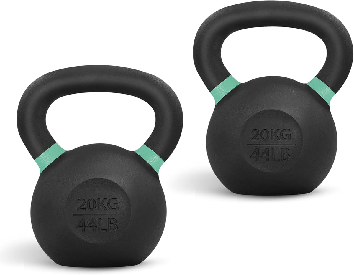Yes4All Powder Coated Cast Iron Kettlebell Strength Training Kettlebells Weight Set for Full Body Workout, Home Gym