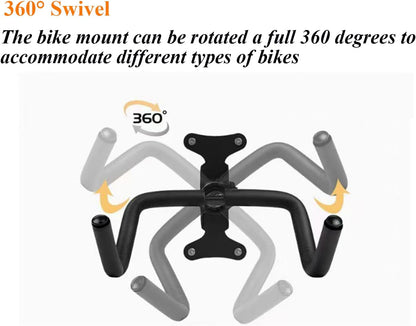 Bike Wall Mount Heavy Duty Steel Bicycle Rack 360°Swivel Adjustable Bike Hanger Space-Saving Foldable Bike Hook Soft Padding Bike Holder Fits City Bikes Mountain Bikes Road Bikes