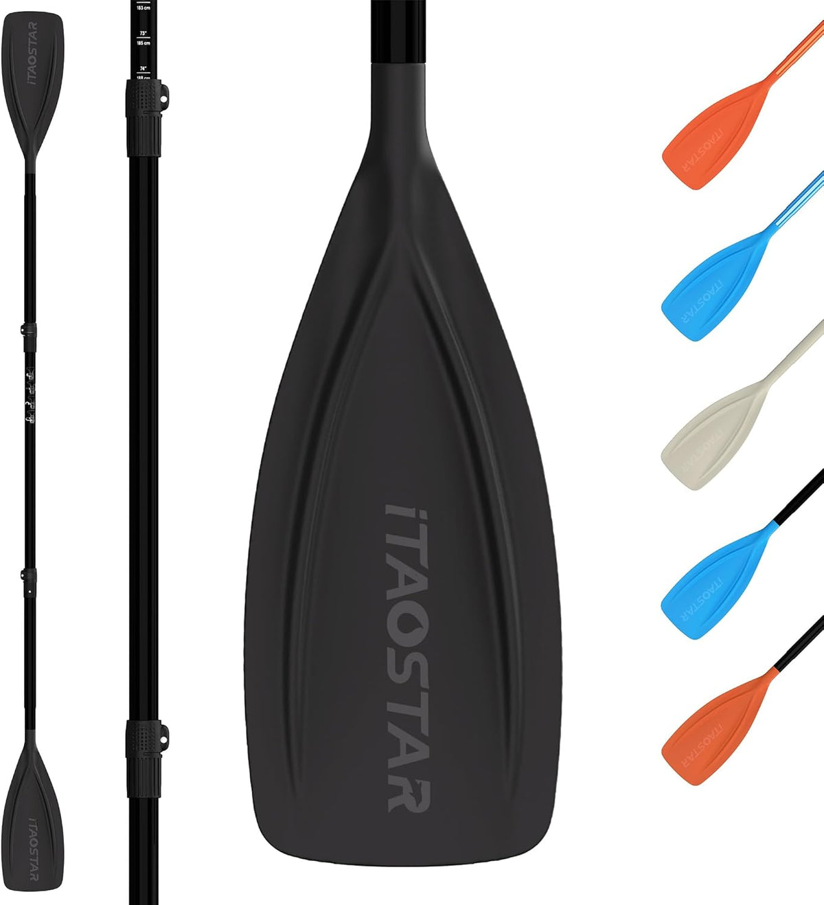 Paddle Board Paddle Detachable, Stand Up Paddle for Adults with Double Locks, Kayak Paddle Adjustable with Glass Fiber Blade, Floating Paddle Board Oar with Lightweight