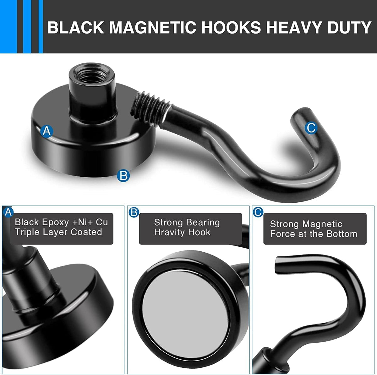 LOVIMAG Magnetic Hooks, 30Lbs Strong Magnetic Hook for Cruise, Magnet Hooks for Hanging, Classroom, Fridge, Refrigerator, Ceiling, Office, Kitchen. Grill, Garage- 25 Pack